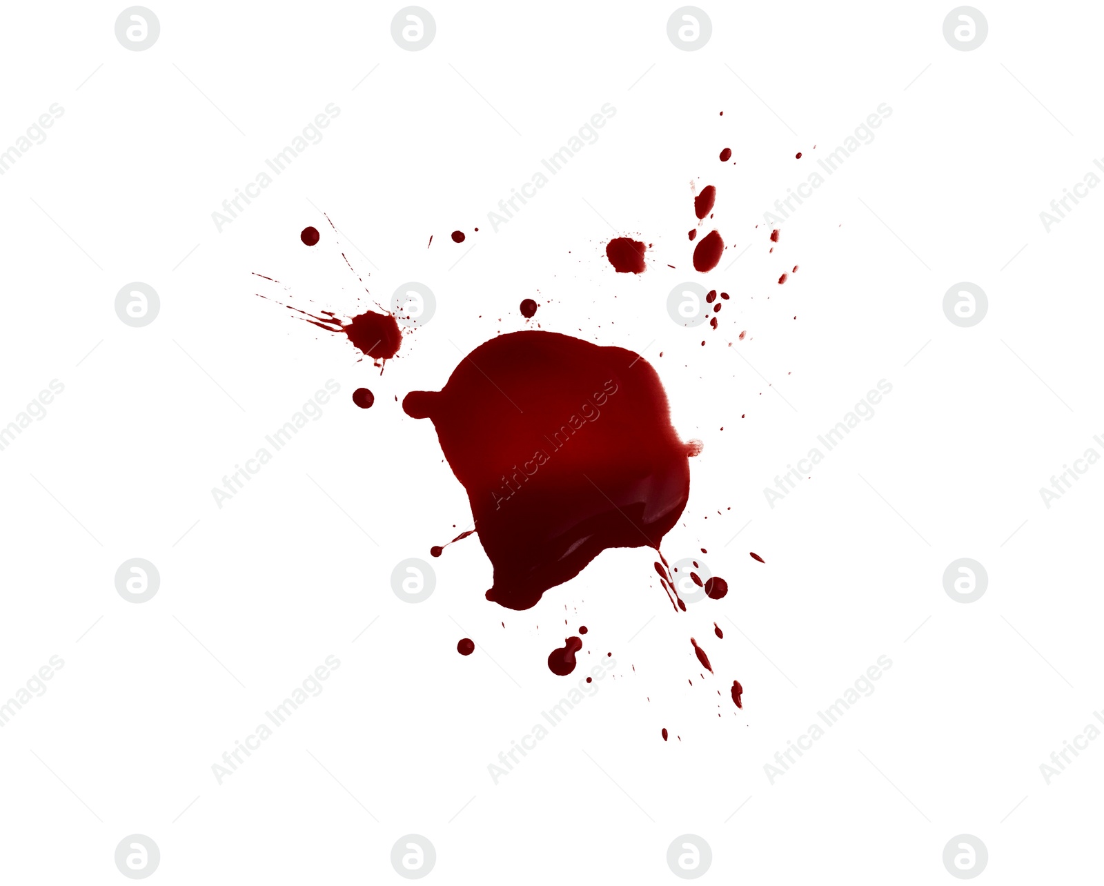 Photo of Splash of blood isolated on white, top view