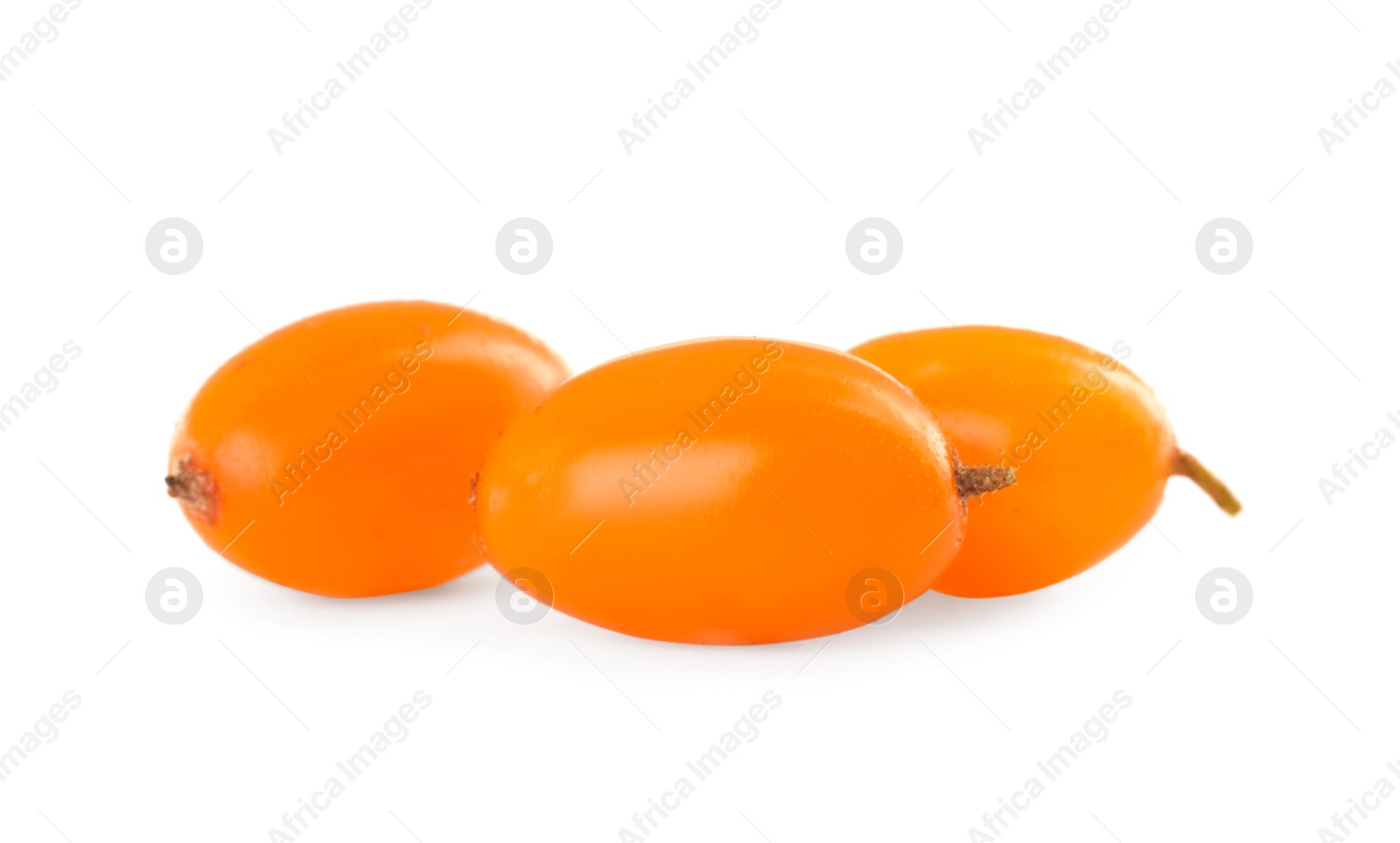 Photo of Fresh ripe sea buckthorn berries on white background