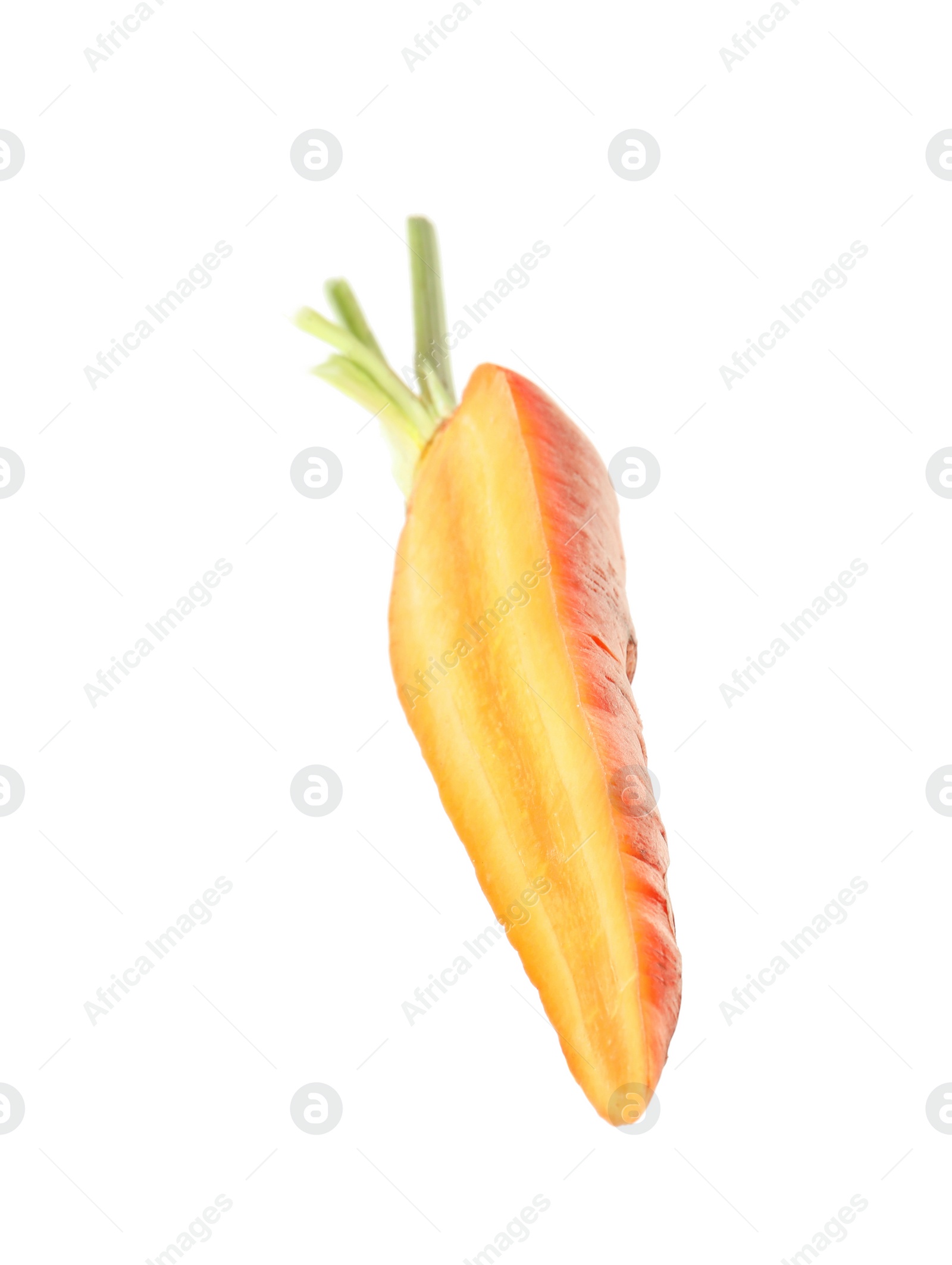 Photo of Half of fresh ripe carrot isolated on white