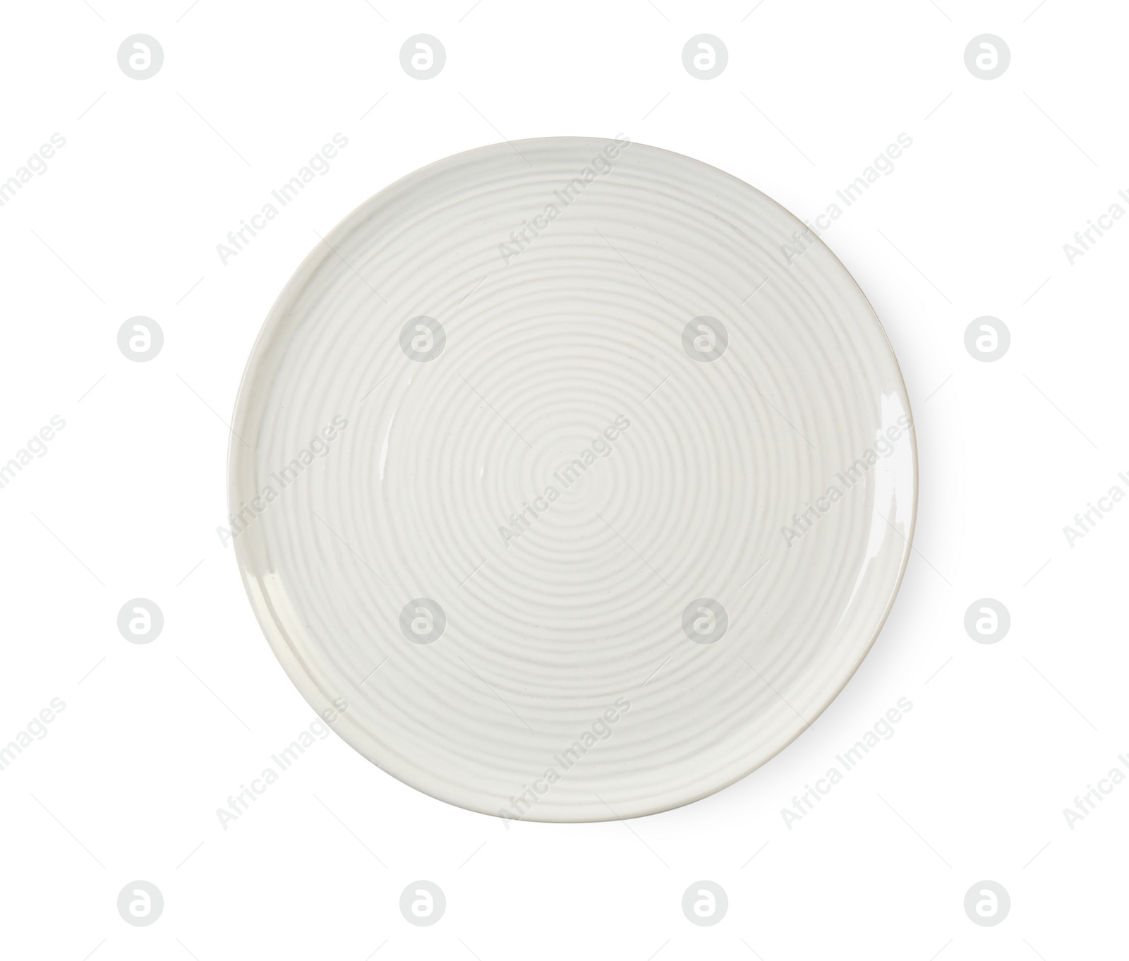 Photo of One clean ceramic plate isolated on white, top view