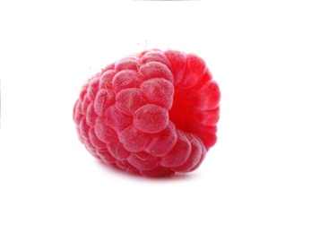 Photo of Delicious fresh ripe raspberry on white background