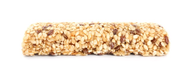 Tasty sesame seed bar isolated on white