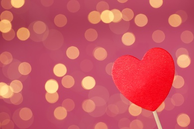 Photo of Decorative heart against pink background, space for text. Valentine's Day