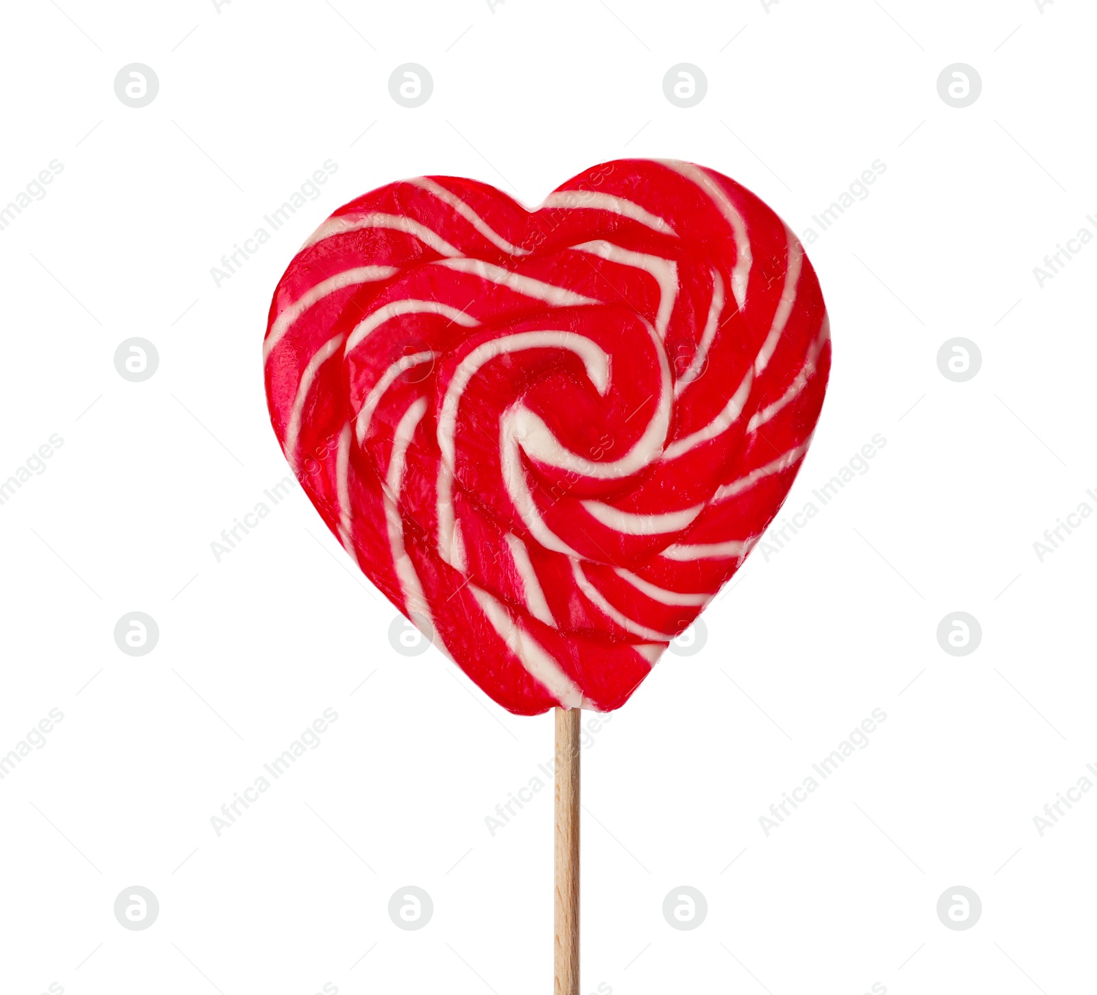 Photo of Sweet heart shaped lollipop isolated on white. Valentine's day celebration