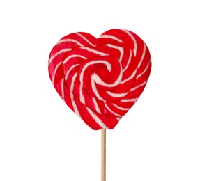 Sweet heart shaped lollipop isolated on white. Valentine's day celebration