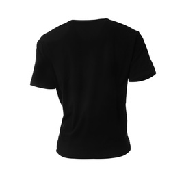 Photo of Black women's t-shirt isolated on white. Space for design