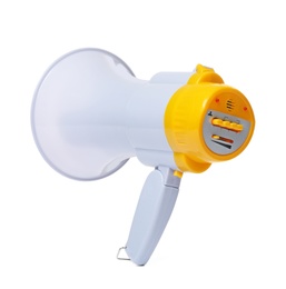 Photo of Electronic megaphone on white background