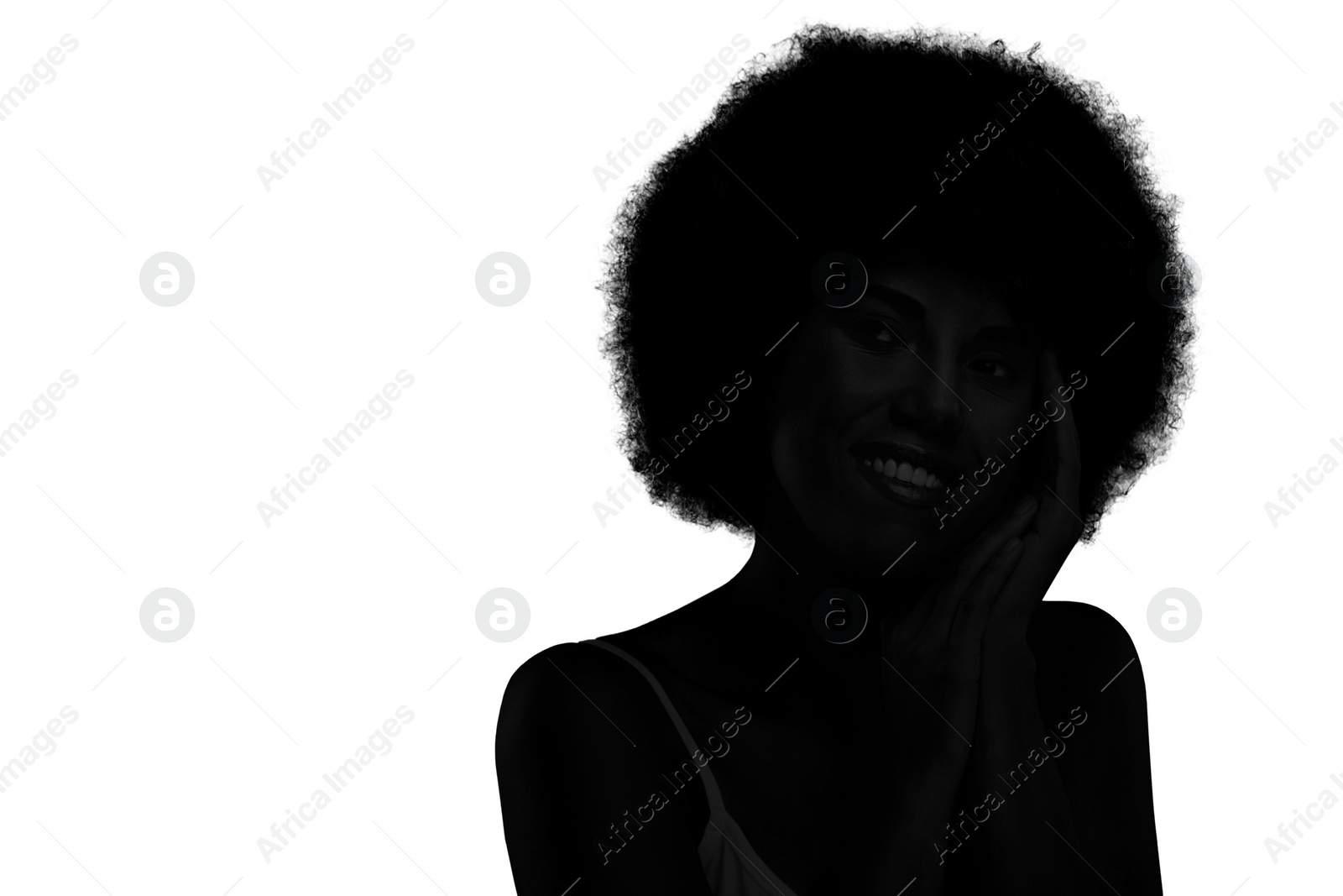 Image of Silhouette of one woman isolated on white