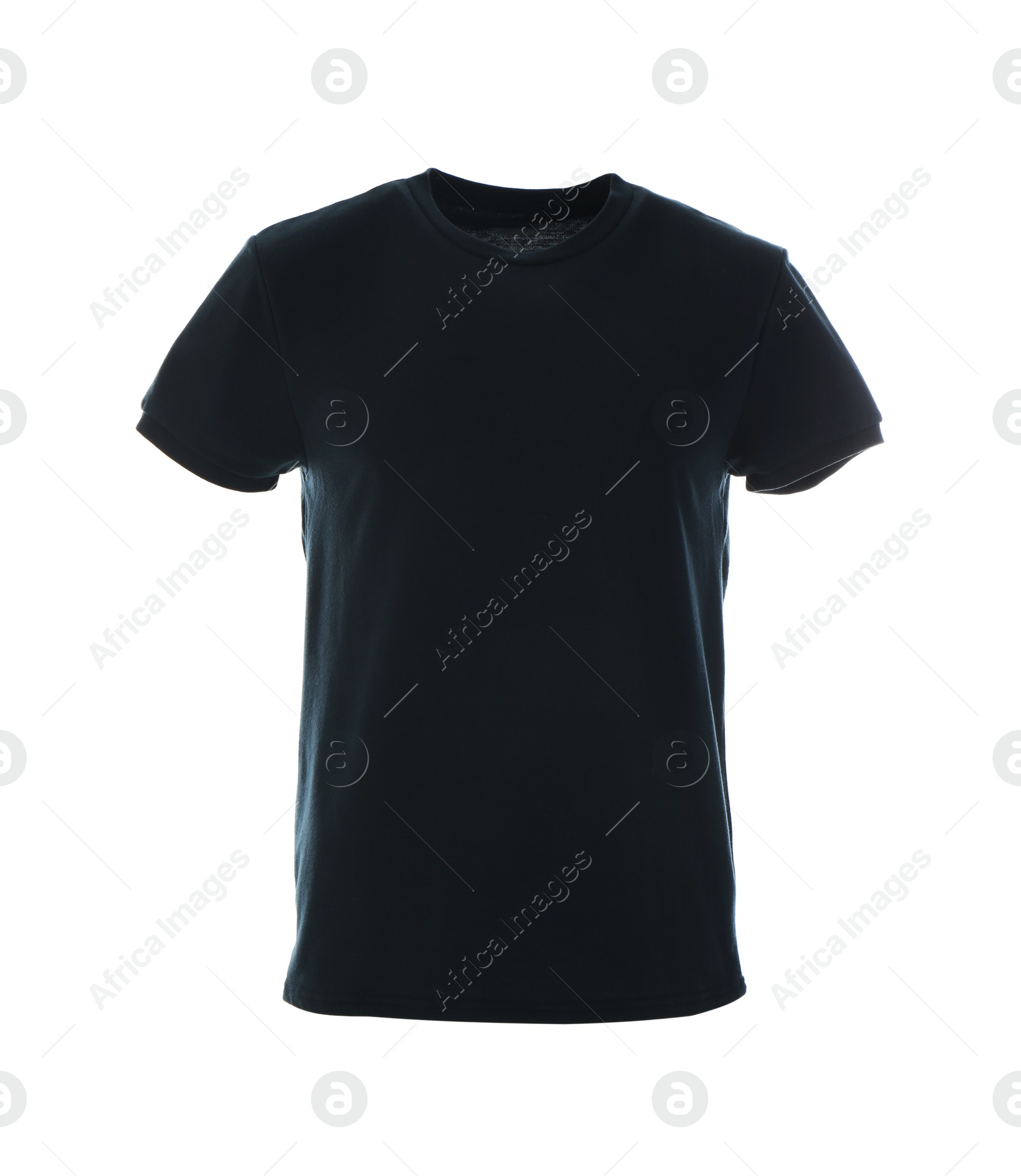 Photo of Stylish t-shirt on mannequin against white background. Men's clothes