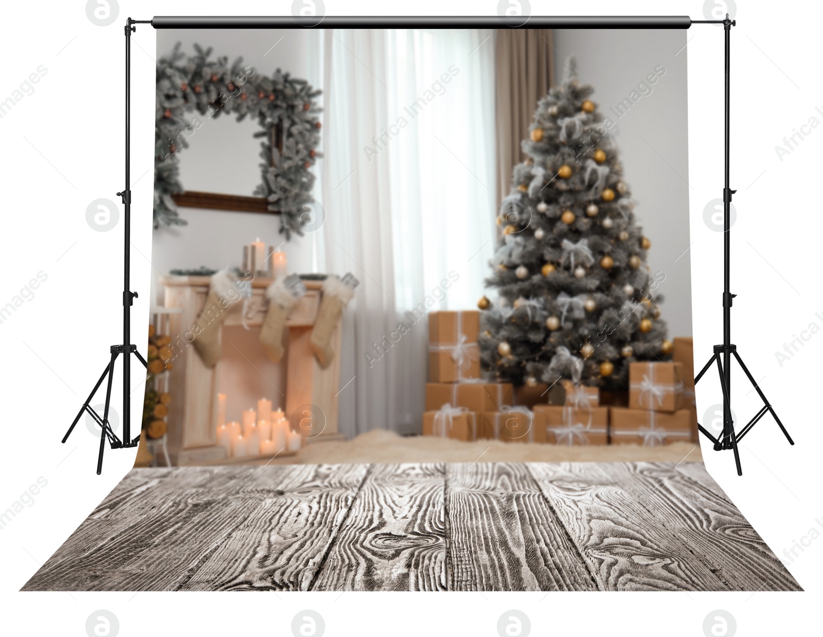 Image of Professional studio background for Christmas photo session isolated on white