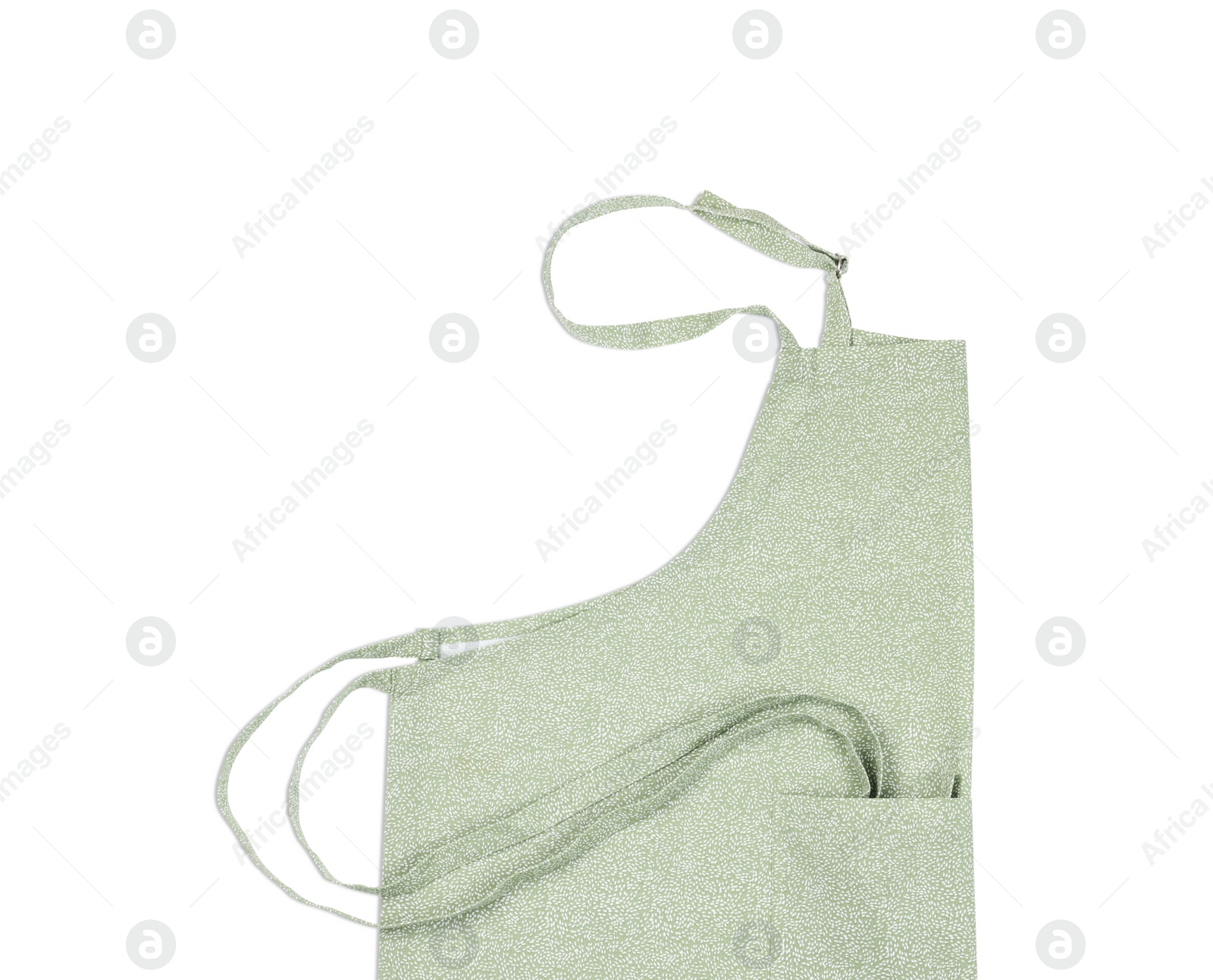 Photo of Clean kitchen apron with pattern isolated on white