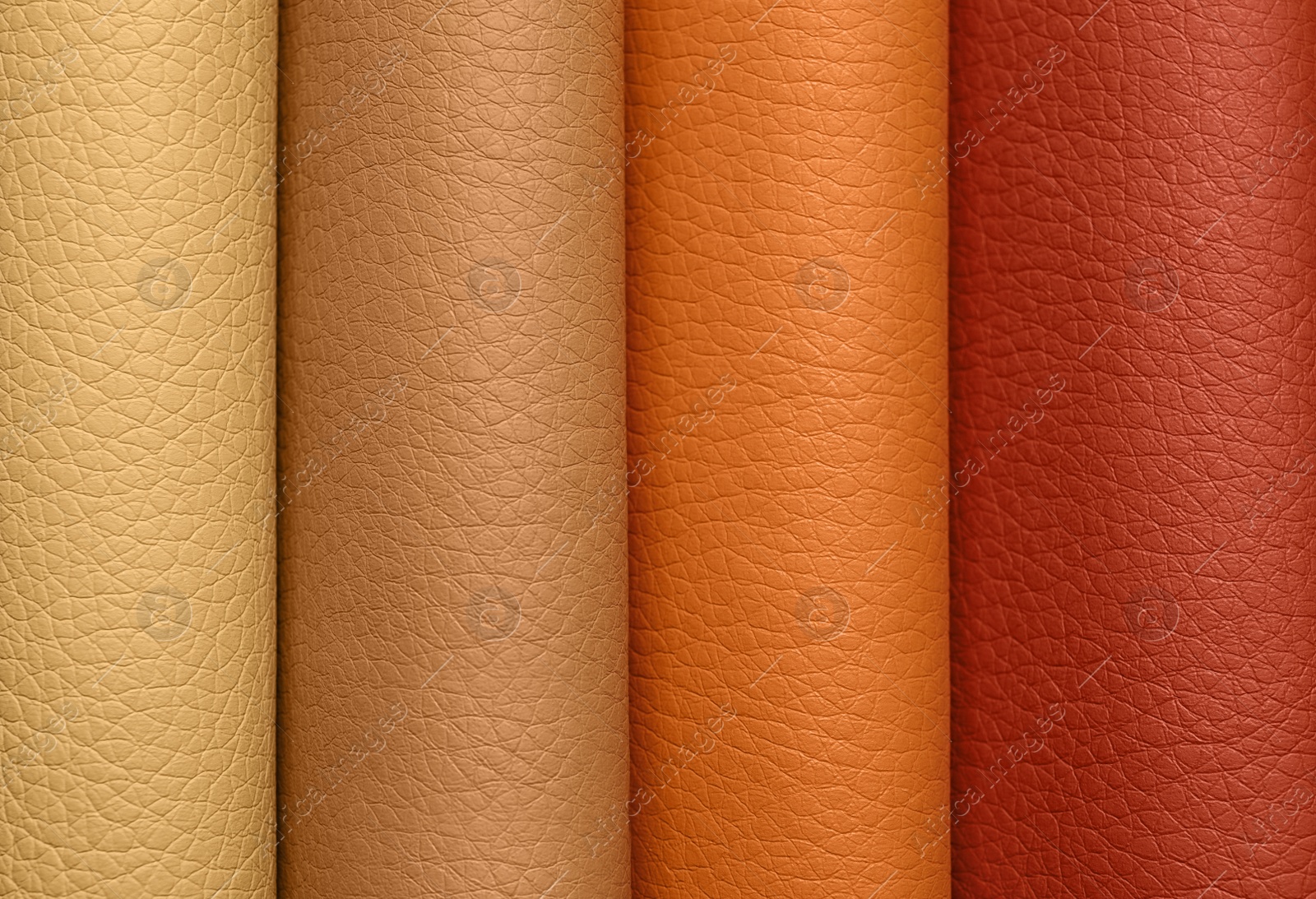 Photo of Leather samples of different colors for interior design as background