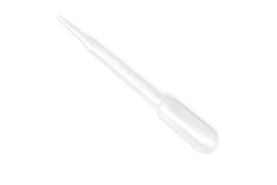 Photo of One clean transfer pipette on white background