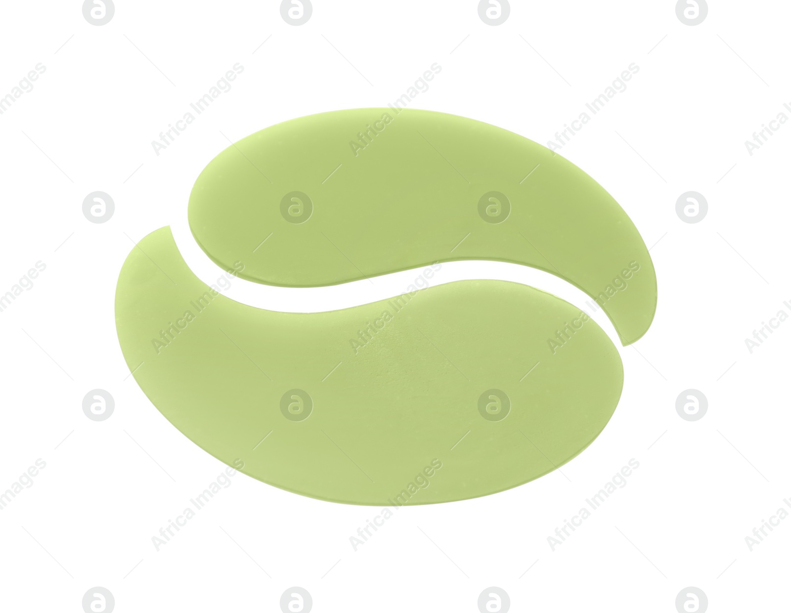 Photo of Pale green under eye patches isolated on white. Cosmetic product