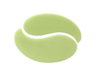 Pale green under eye patches isolated on white. Cosmetic product