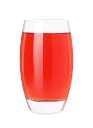 Photo of Refreshing pomegranate juice in glass isolated on white