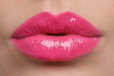 Photo of Closeup view of woman with beautiful full lips