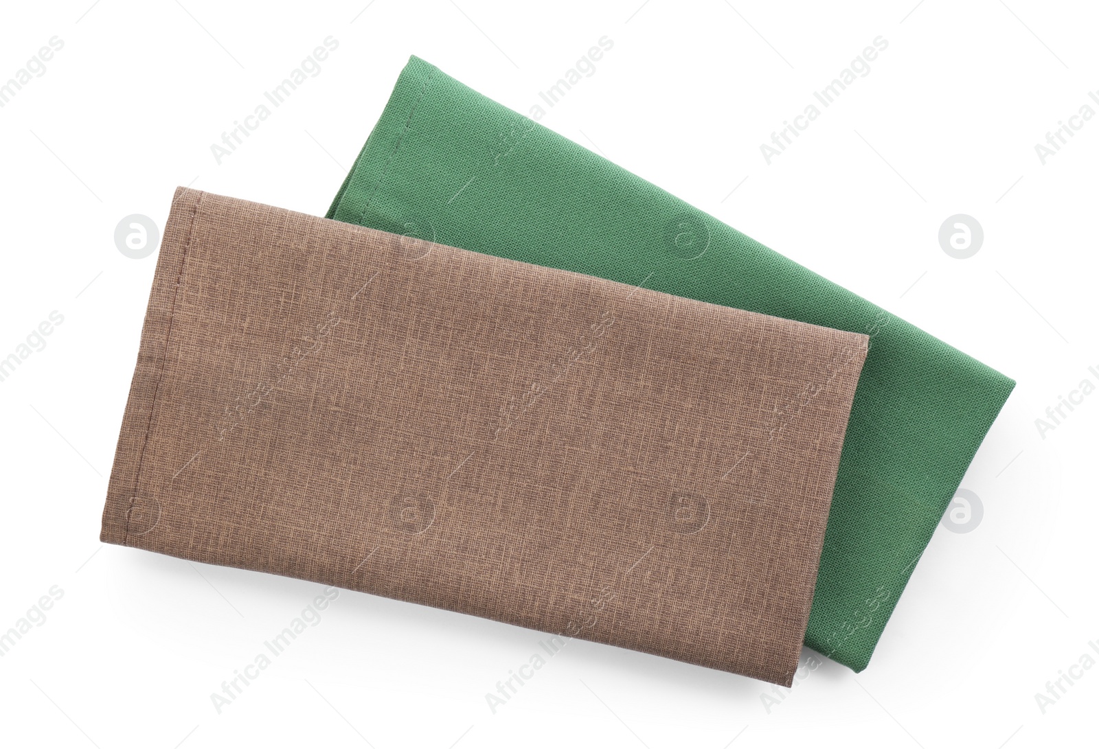 Photo of Fabric napkins for table setting isolated on white, top view