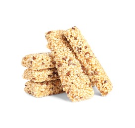 Tasty sesame seed bars isolated on white