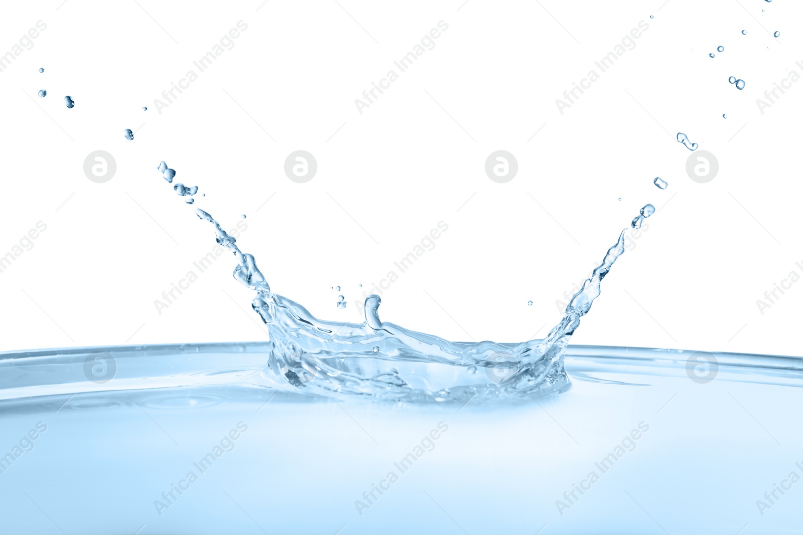 Photo of Splash of clear water on white background