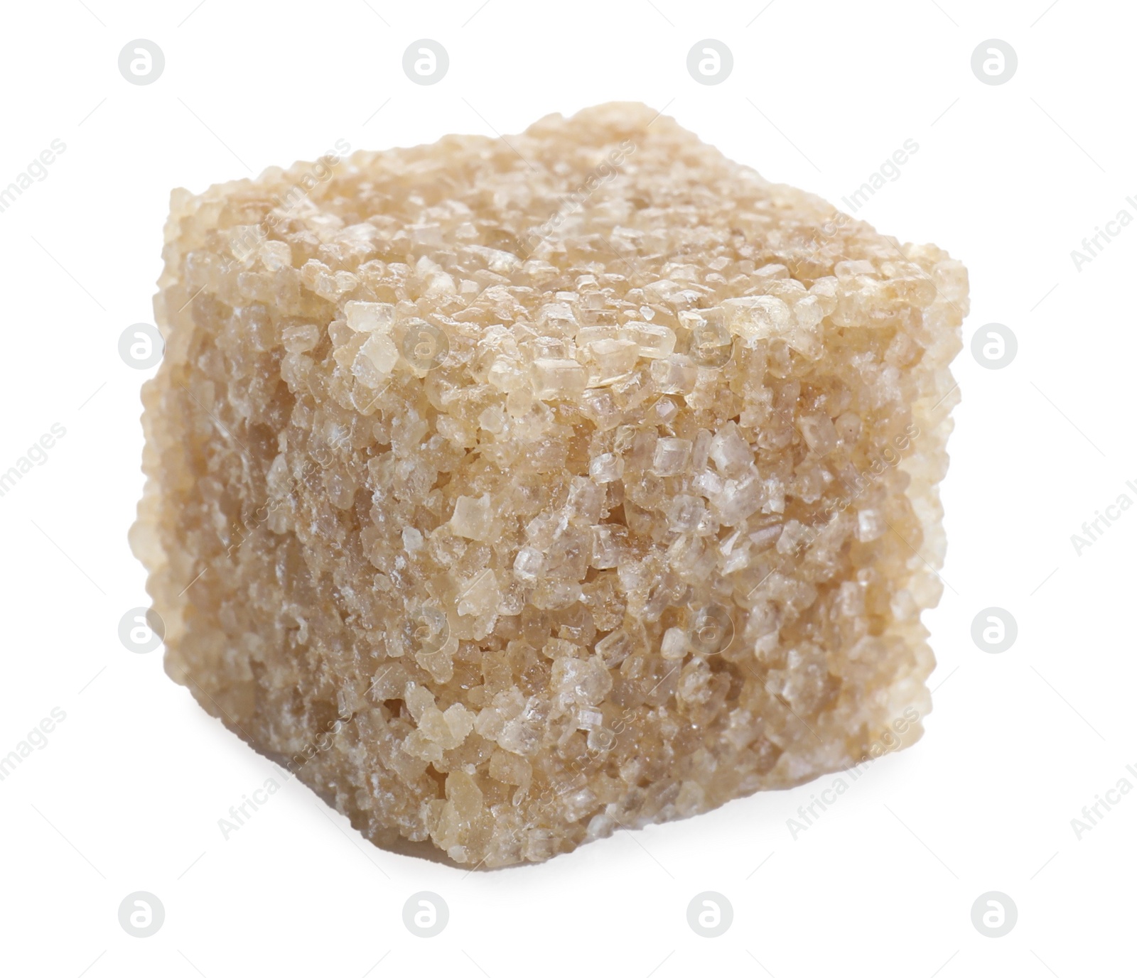 Photo of One brown sugar cube isolated on white