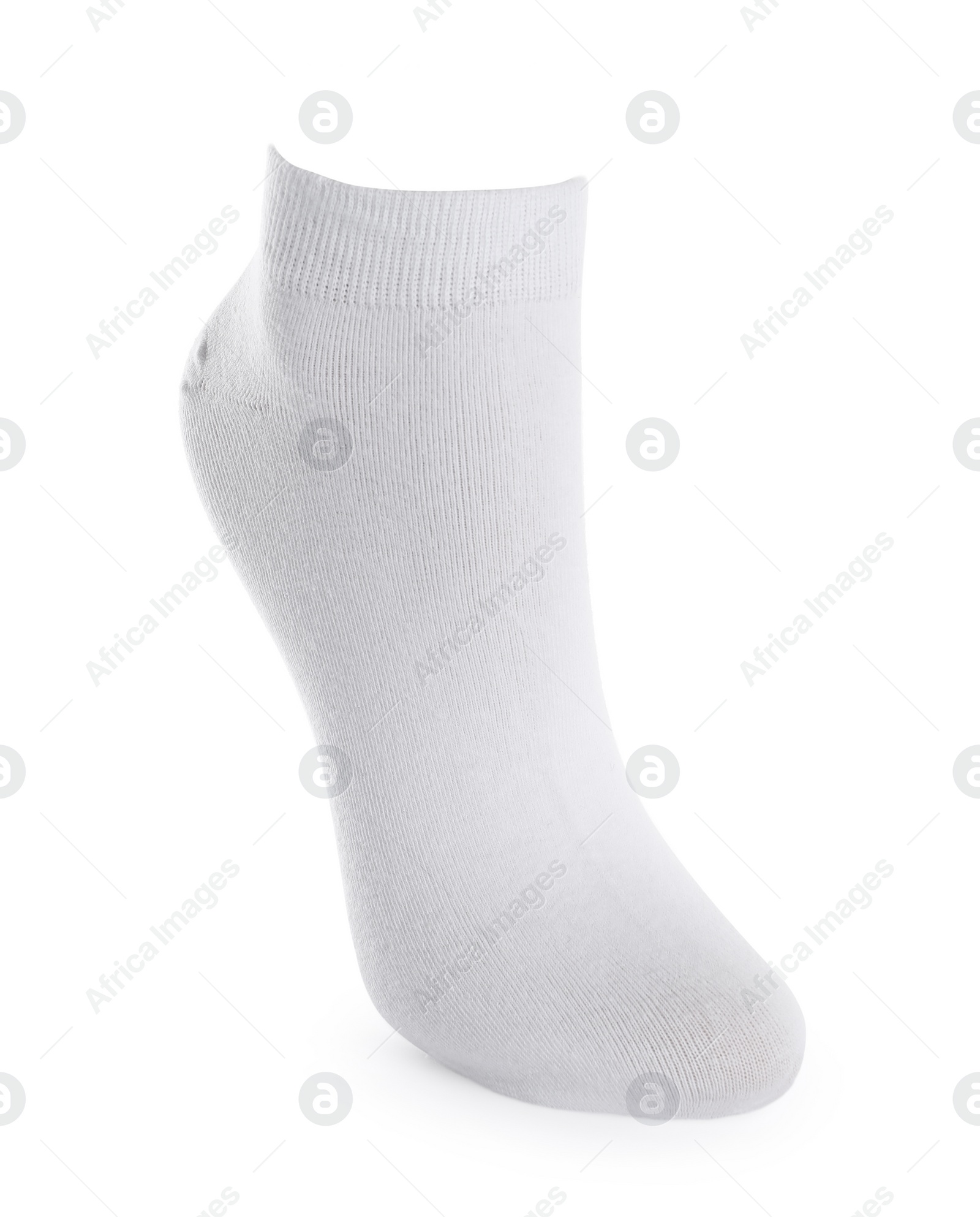 Photo of One stylish clean sock isolated on white