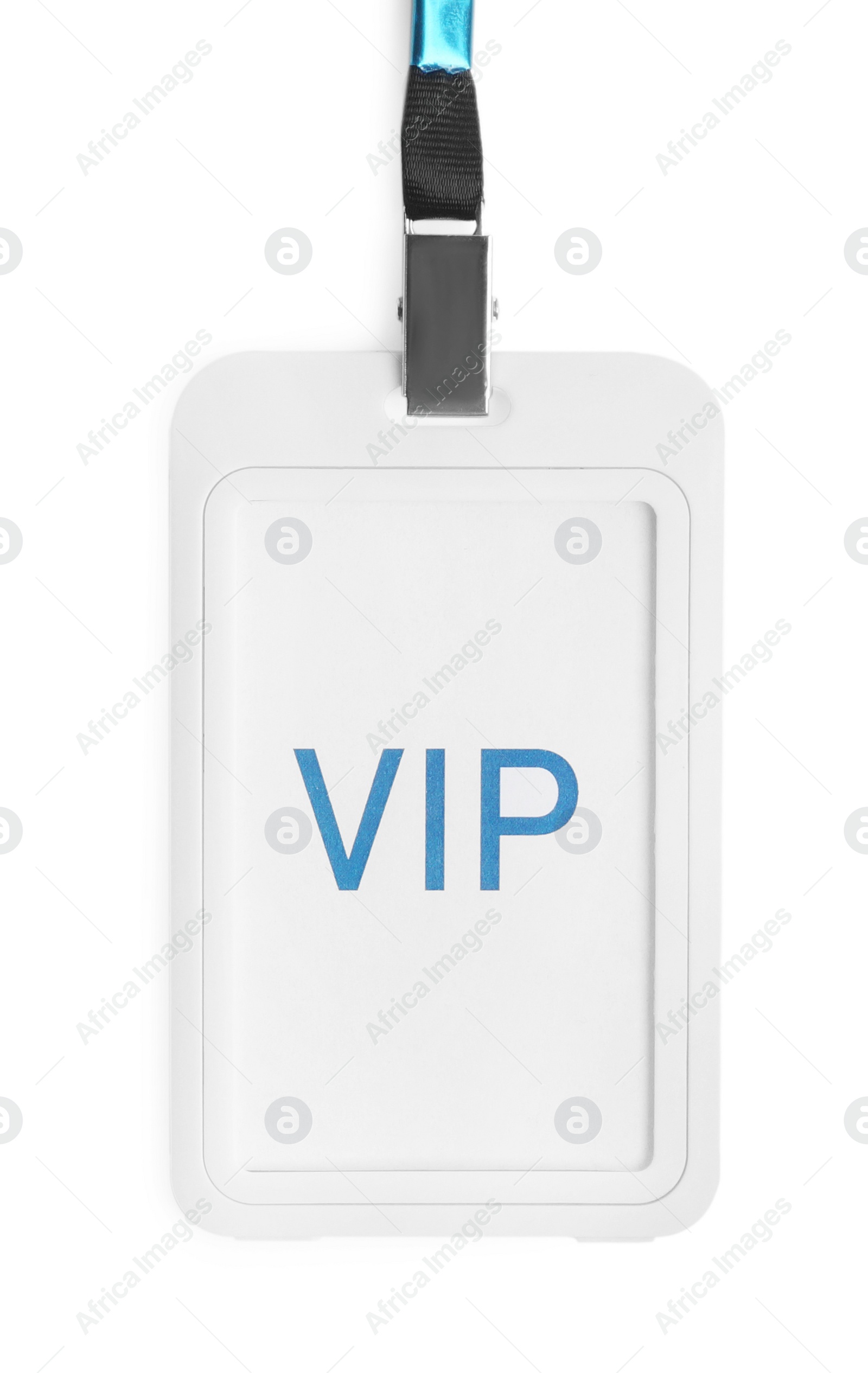 Photo of Vip badge isolated on white, top view