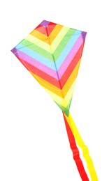 Photo of Beautiful bright rainbow kite isolated on white