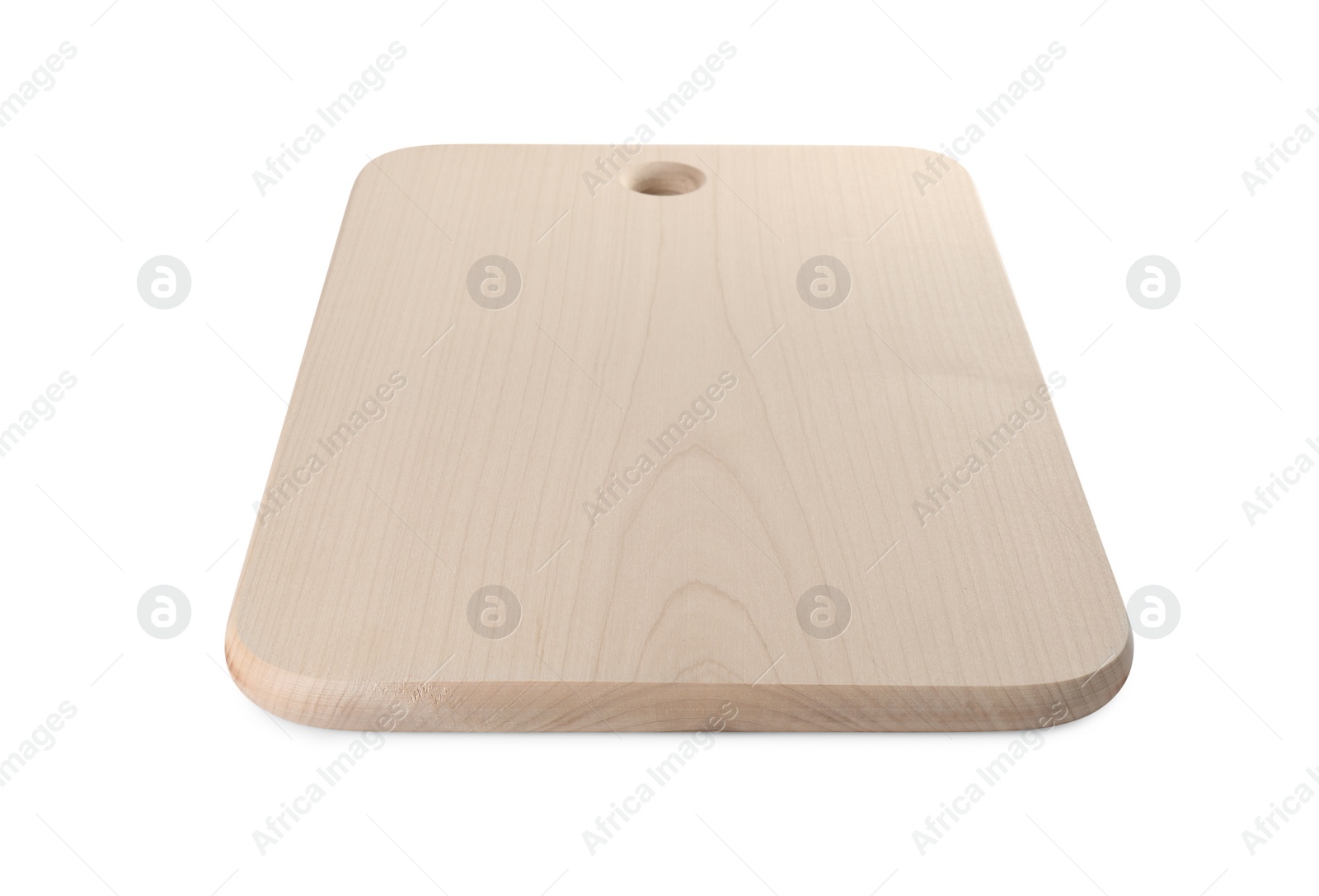 Photo of One wooden cutting board isolated on white