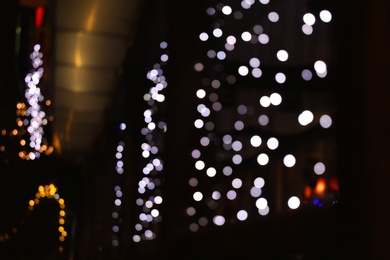 Beautiful street lights at night. Bokeh effect