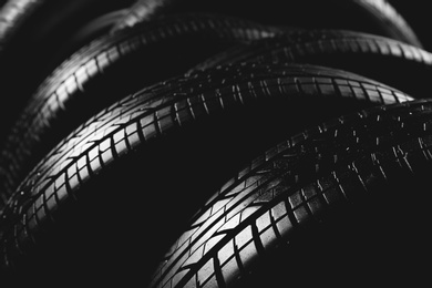 Photo of New car tires, closeup