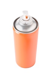 One orange spray paint can isolated on white