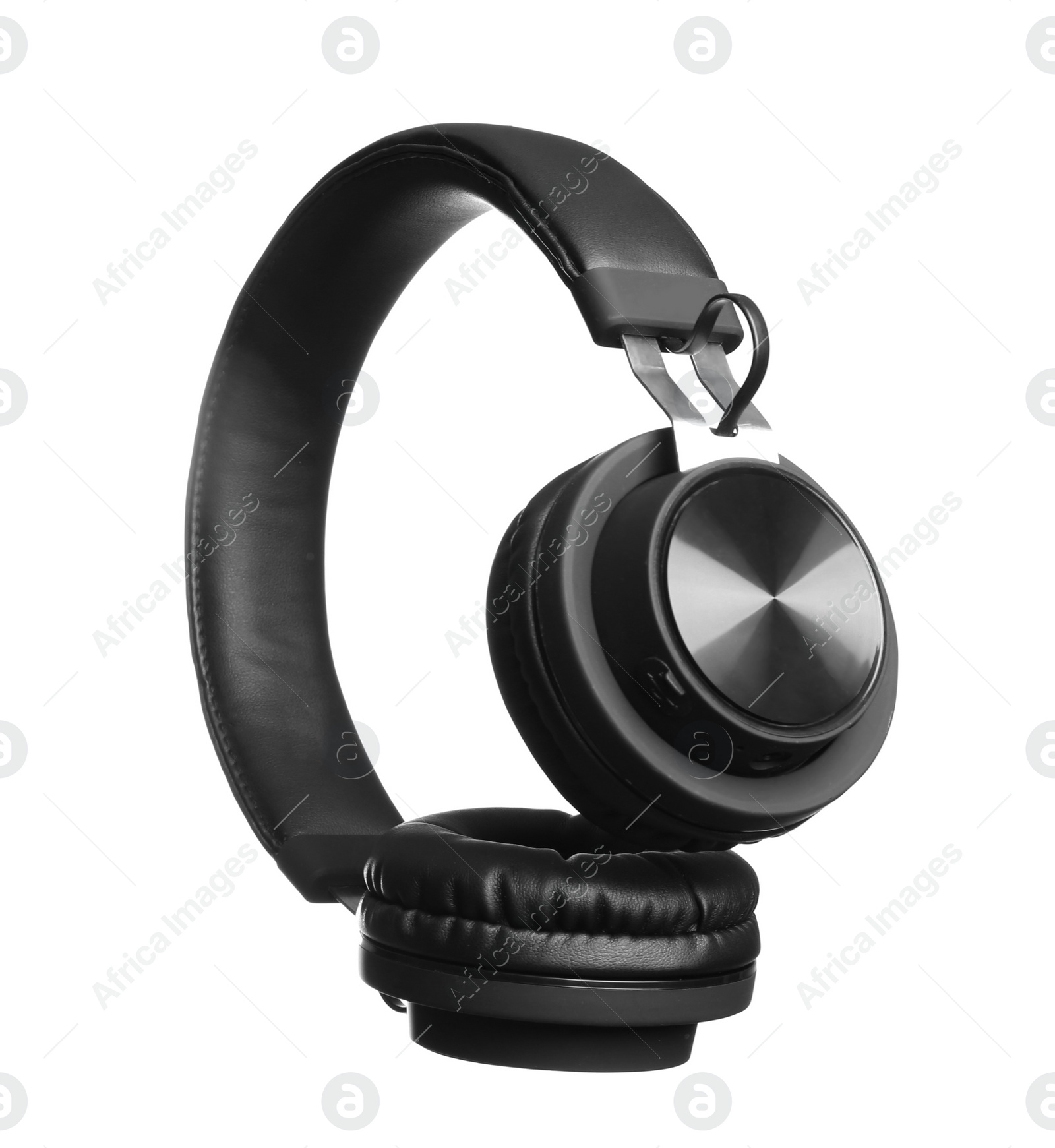 Photo of Stylish headphones with pads on white background