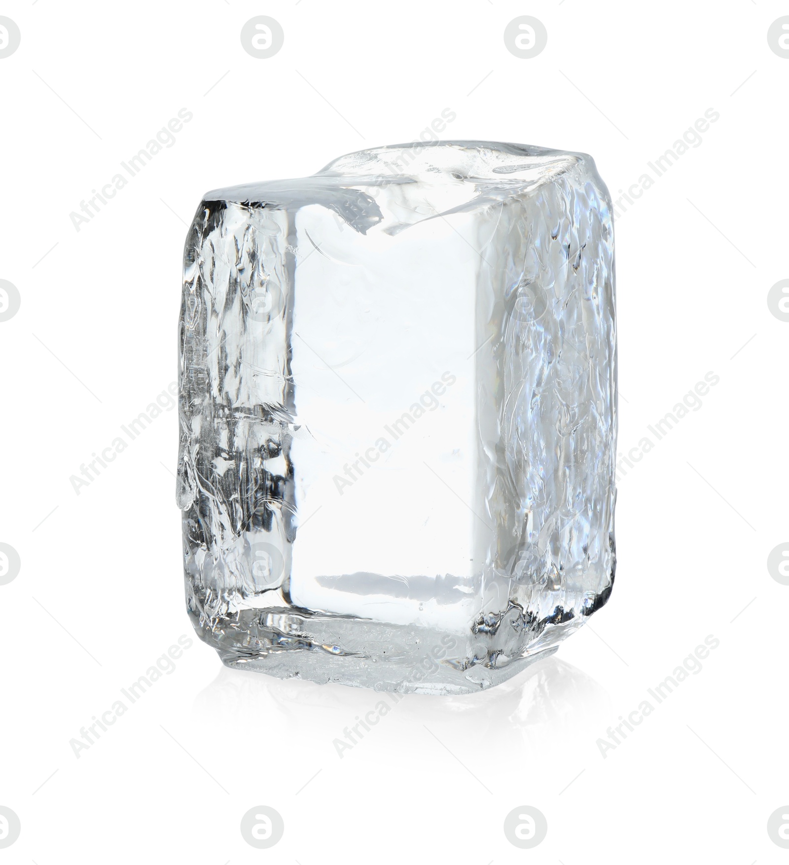 Photo of One block of clear ice isolated on white