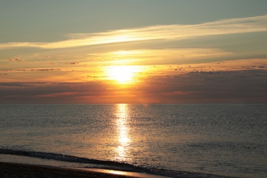 Picturesque view of beautiful sea at sunset. Summer vacation