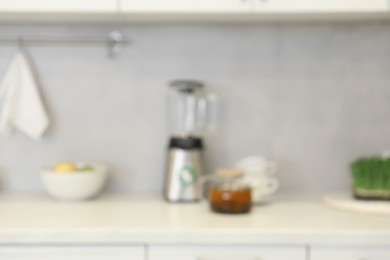 Blurred view of modern kitchen. Interior design