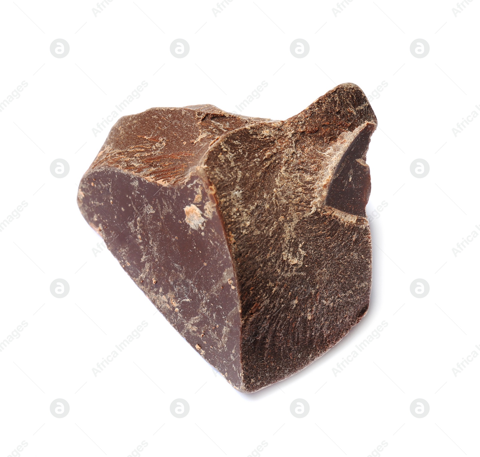 Photo of Delicious chocolate chunk on white background