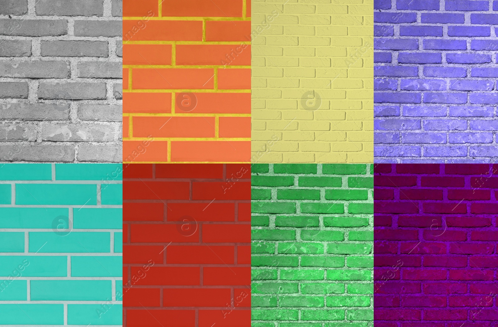 Image of Collage of brick wall textures in different colors