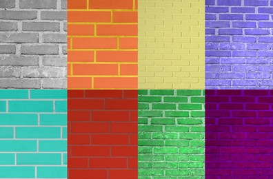 Image of Collage of brick wall textures in different colors