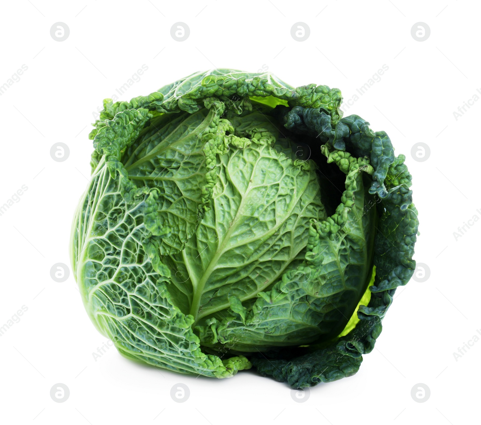 Photo of Fresh ripe savoy cabbage isolated on white