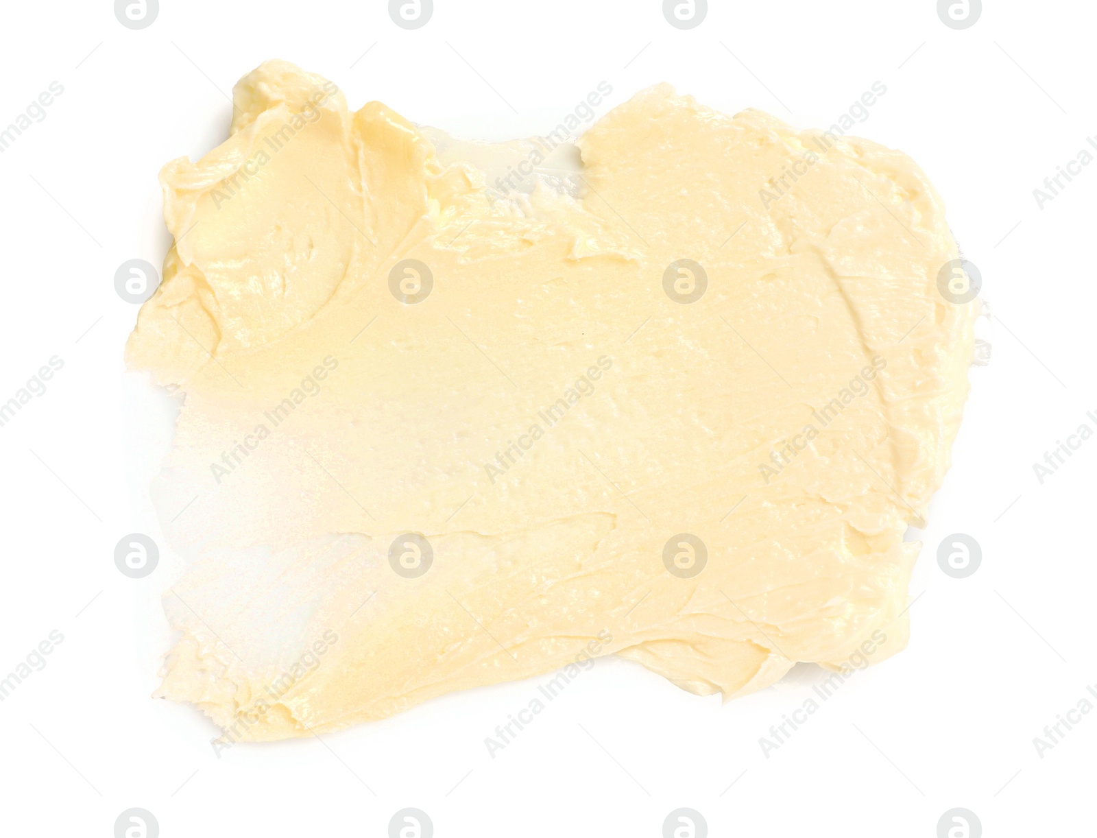 Photo of Tasty butter on white background, top view