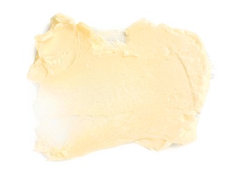 Photo of Tasty butter on white background, top view