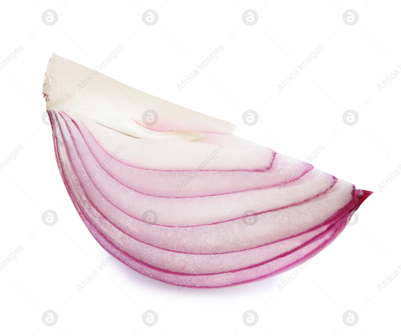 Photo of Fresh cut red onion on white background