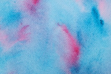 Photo of Abstract colorful watercolor painting as background, top view