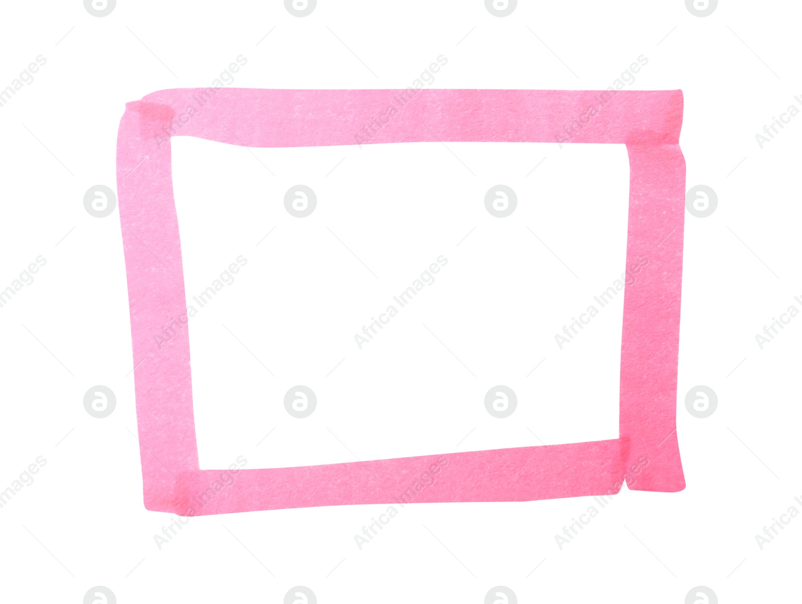 Photo of Square drawn with pink marker on white background, top view