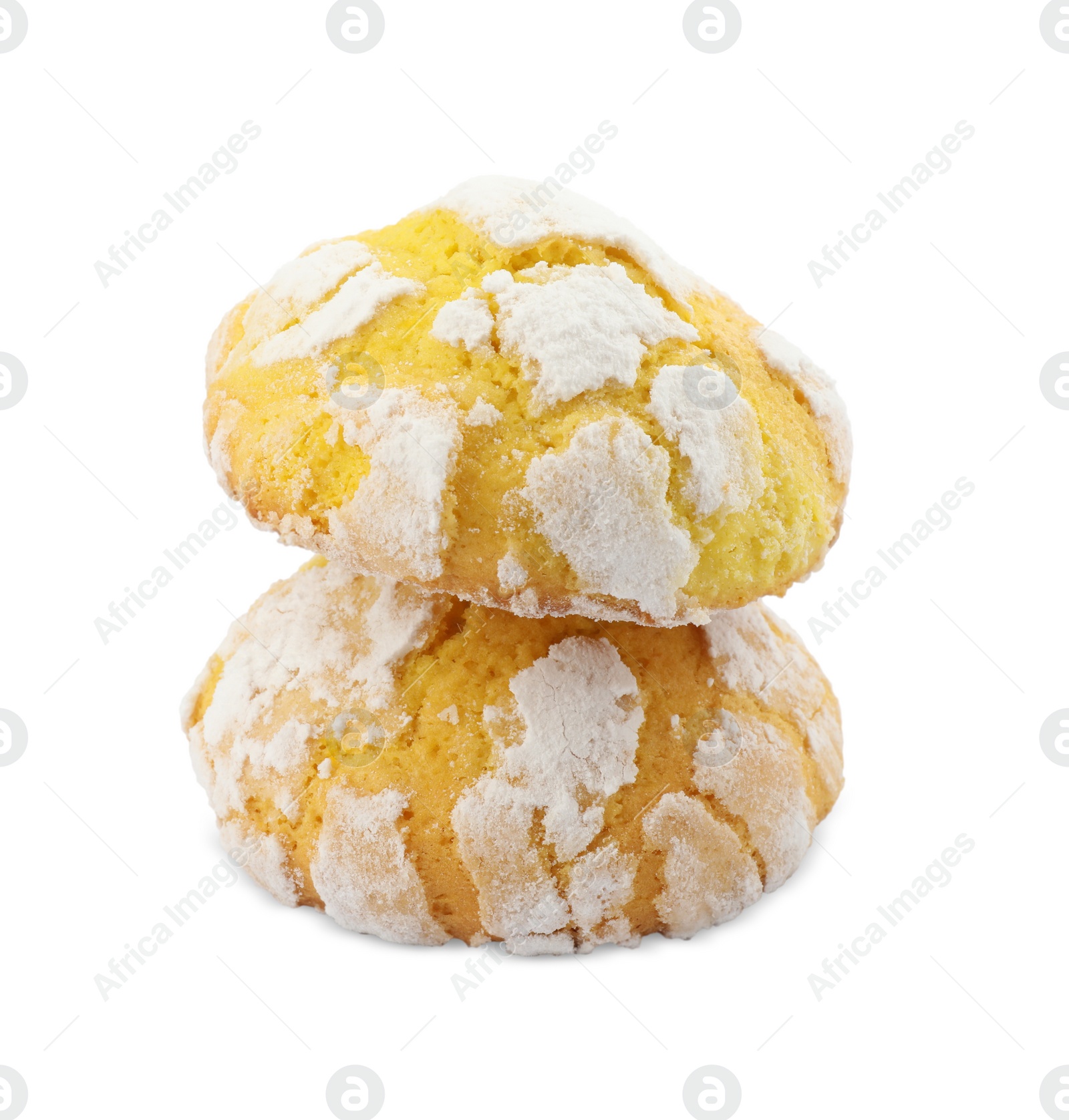 Photo of Delicious homemade lemon cookies on white background