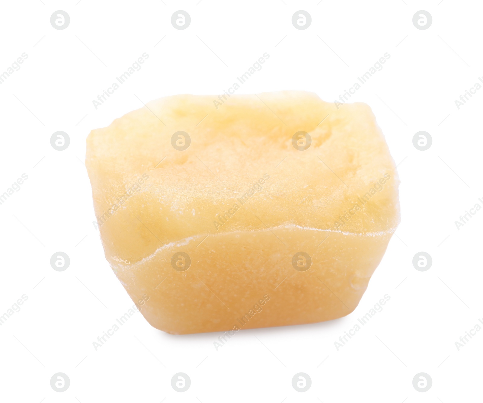 Photo of Frozen fruit puree cube isolated on white