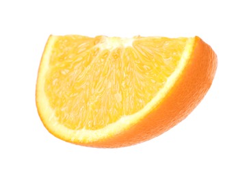 Citrus fruit. Slice of fresh ripe orange isolated on white