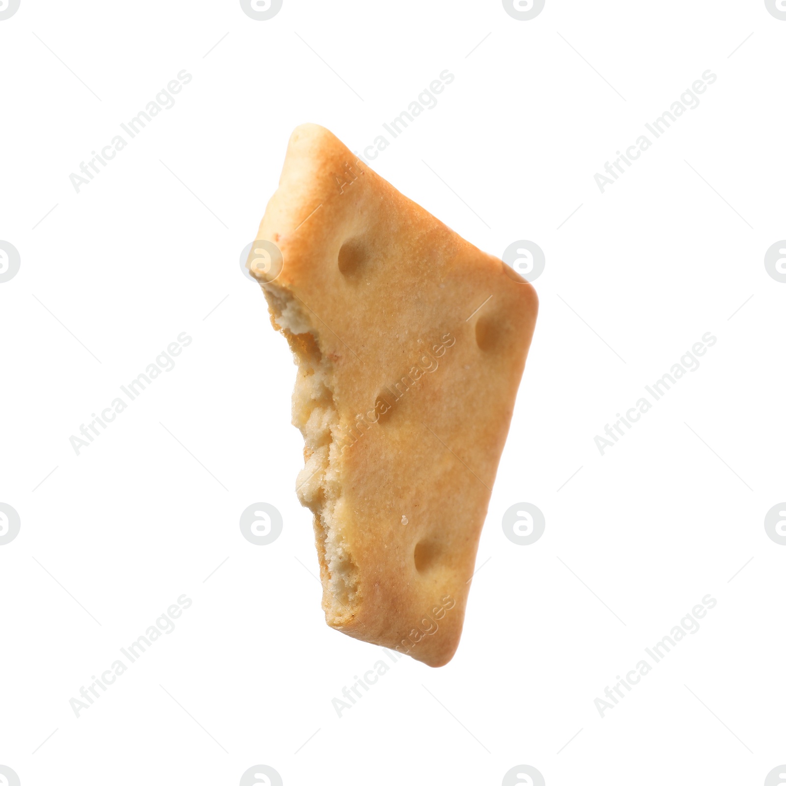 Photo of Piece of tasty cracker isolated on white