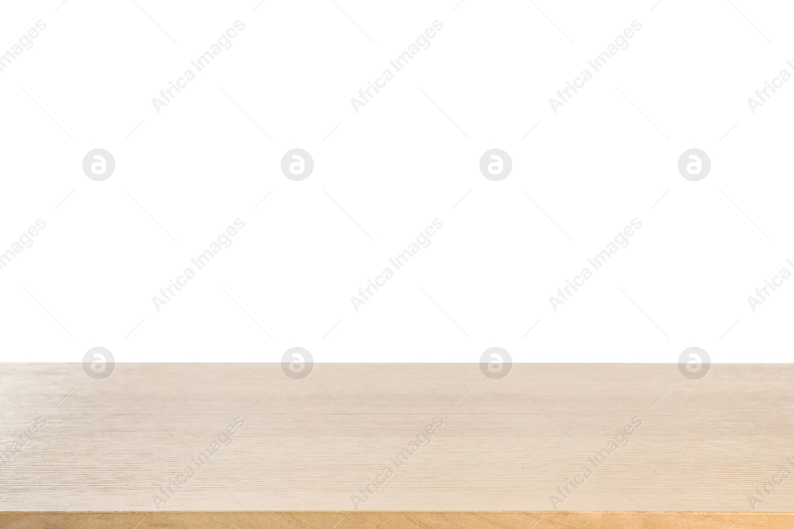 Photo of Empty wooden table on white background. Mockup for design